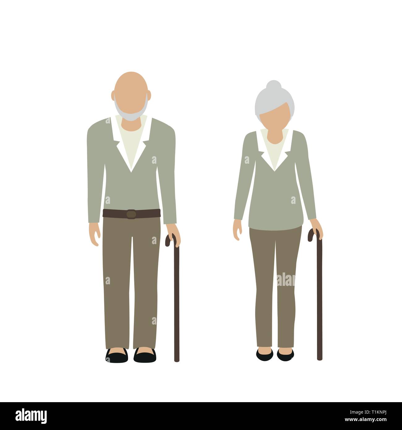 old man and woman character grandpa and grandma isolated on white background vector illustration EPS10 Stock Vector