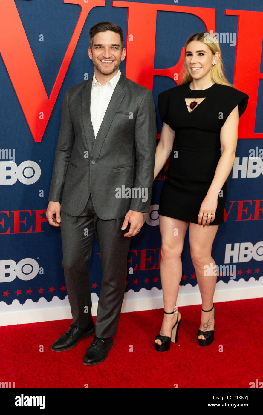 Evan Jonigkeit and Zosia Mamet attend HBO premiere of VEEP final season