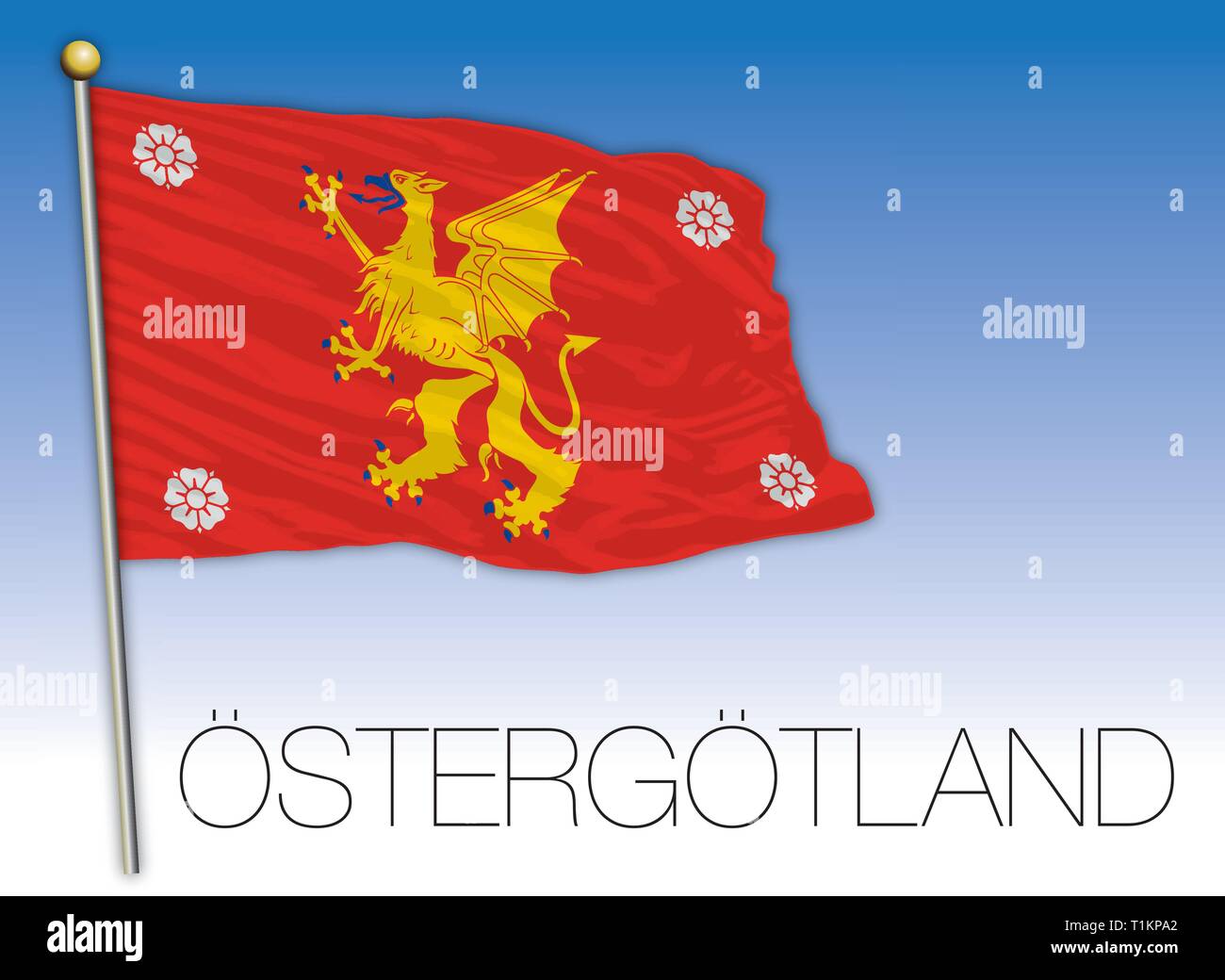Ostergotland regional flag, Sweden, vector illustration Stock Vector