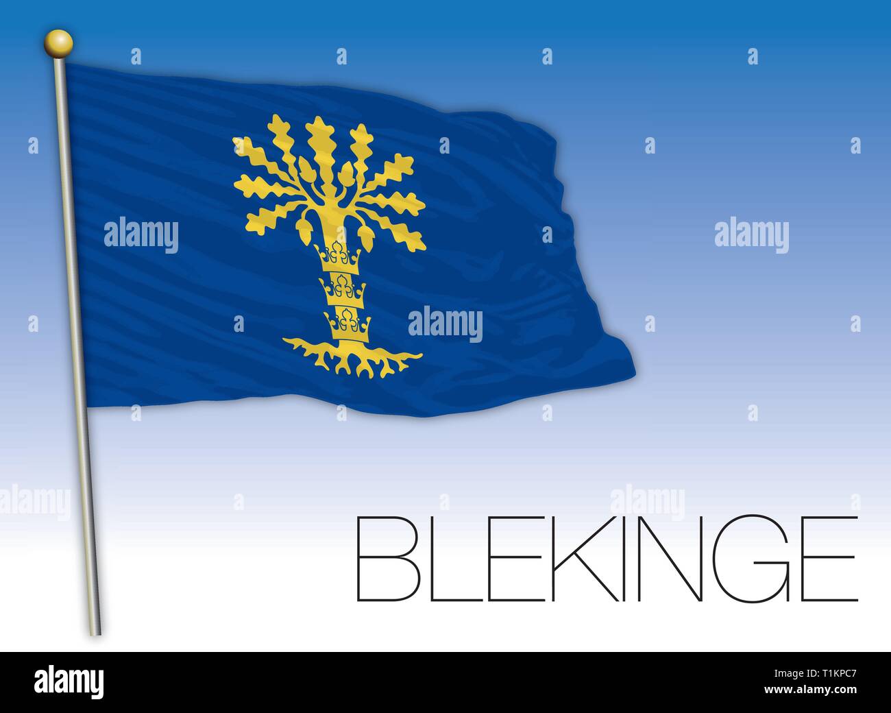 Blekinge regional flag, Sweden, vector illustration Stock Vector