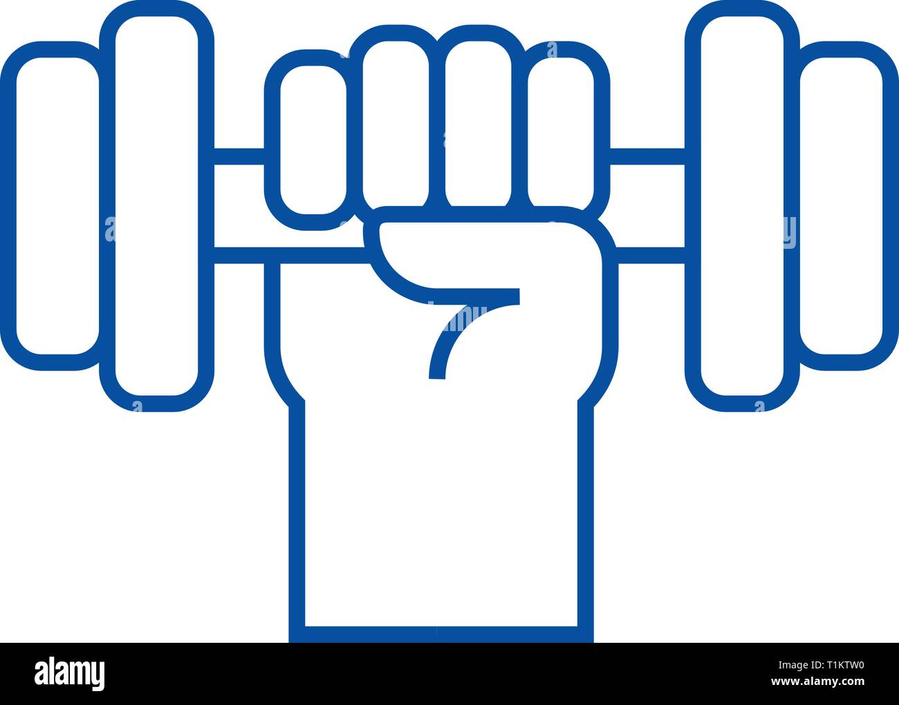 Strong hand with dumbbell line icon concept. Strong hand with dumbbell ...