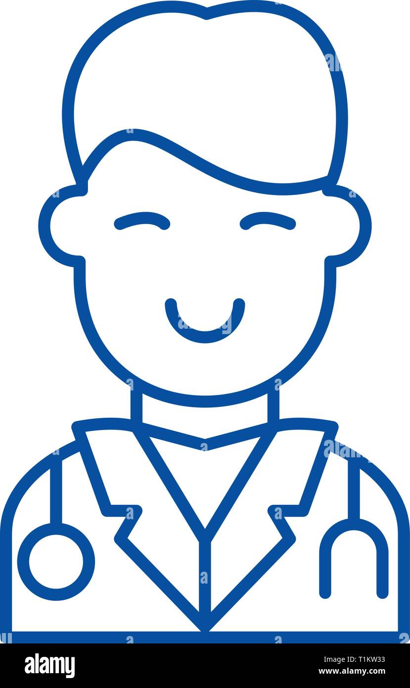 Surgeon Line Icon Concept Surgeon Flat Vector Symbol Sign Outline