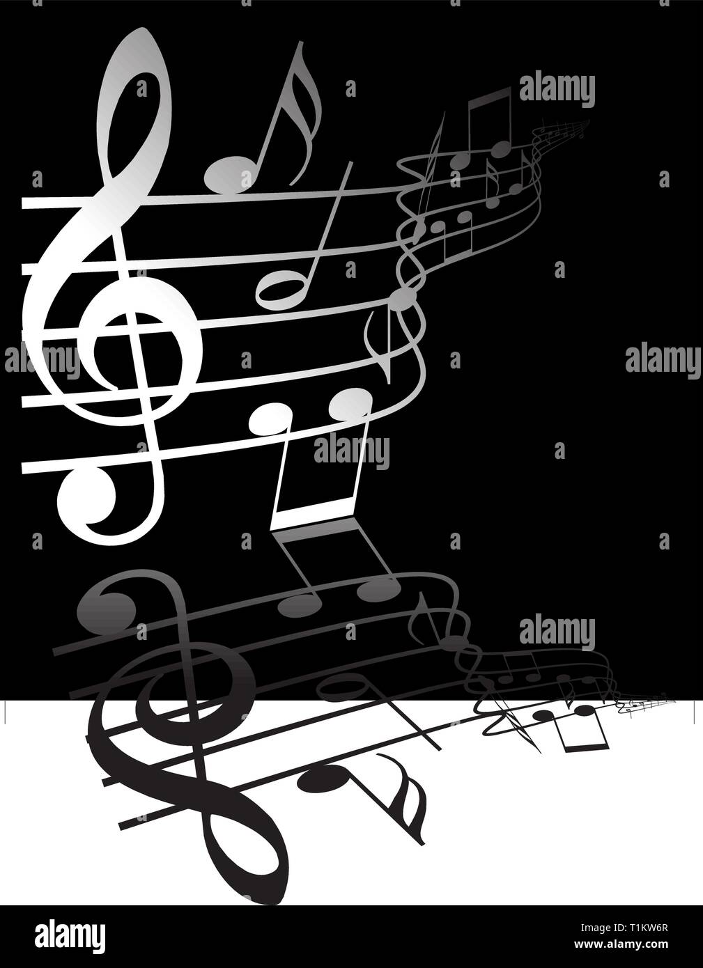 Music theme - white notes on black background Stock Vector Image & Art