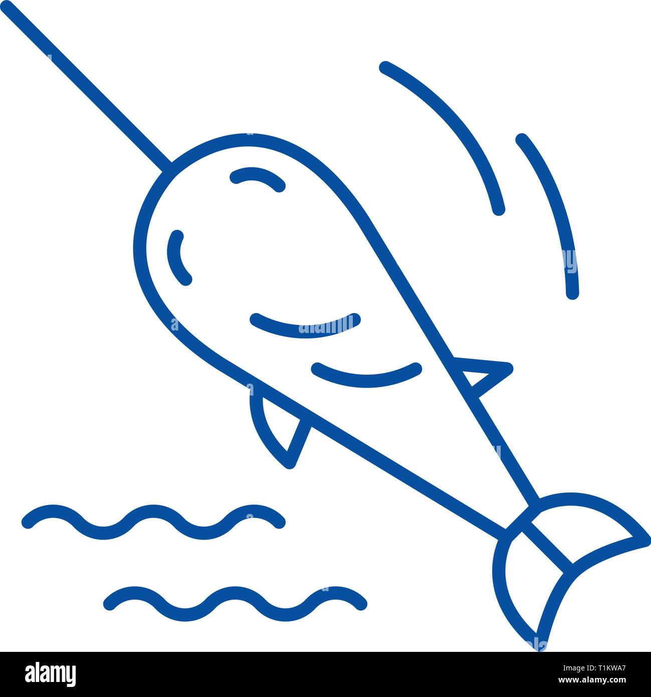 Swordfish line icon concept. Swordfish flat  vector symbol, sign, outline illustration. Stock Vector