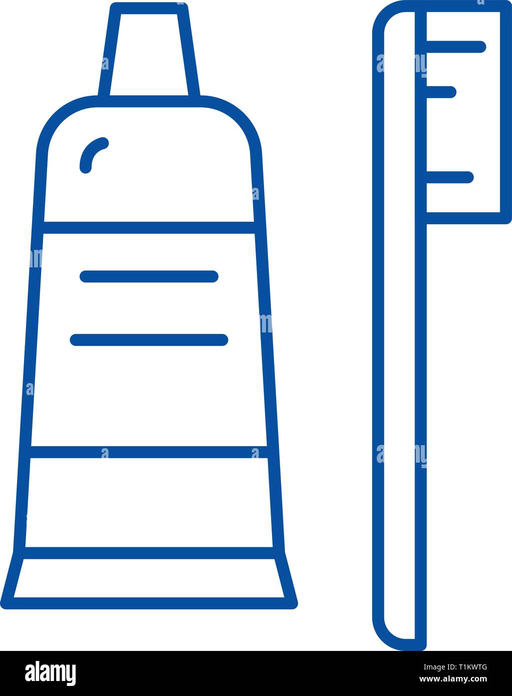 Teeth cleaning line icon concept. Teeth cleaning flat vector symbol