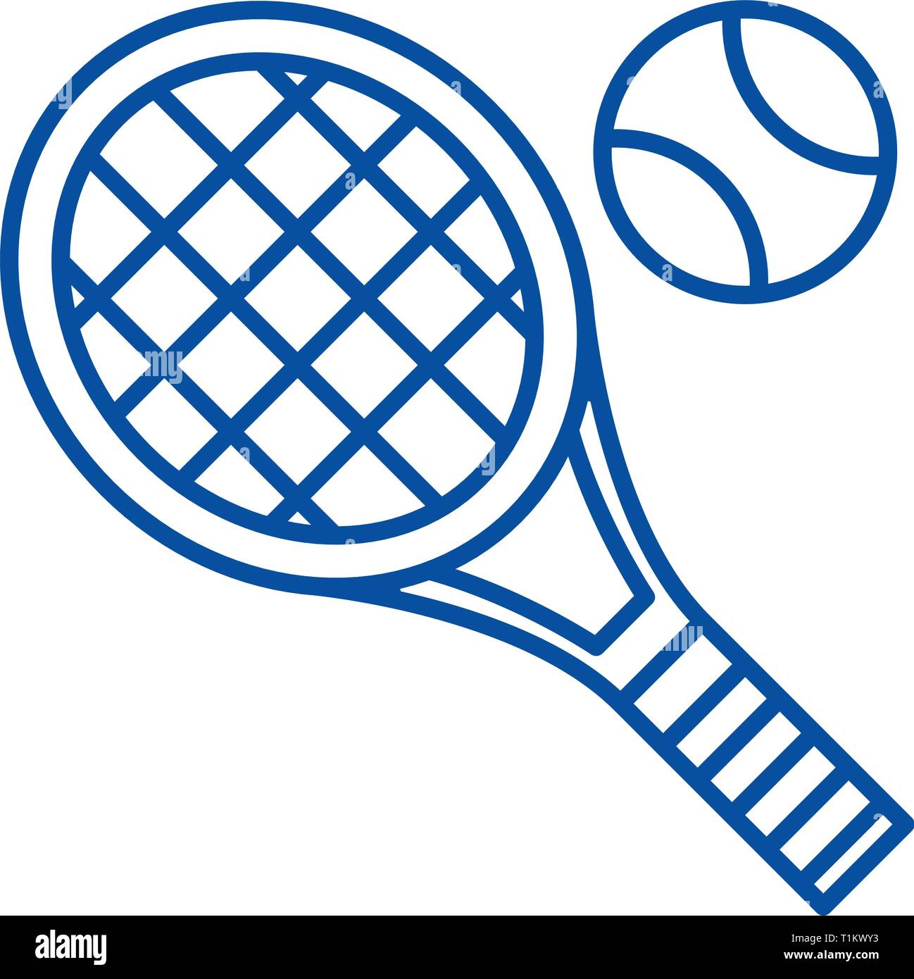 Tennis racket line icon concept. Tennis racket flat vector symbol, sign