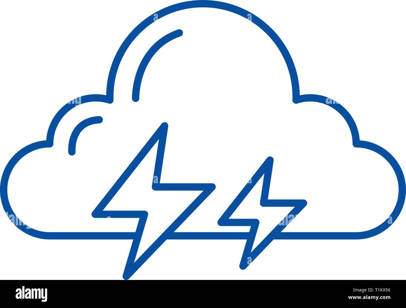 Thunderstorm line icon concept. Thunderstorm flat  vector symbol, sign, outline illustration. Stock Vector