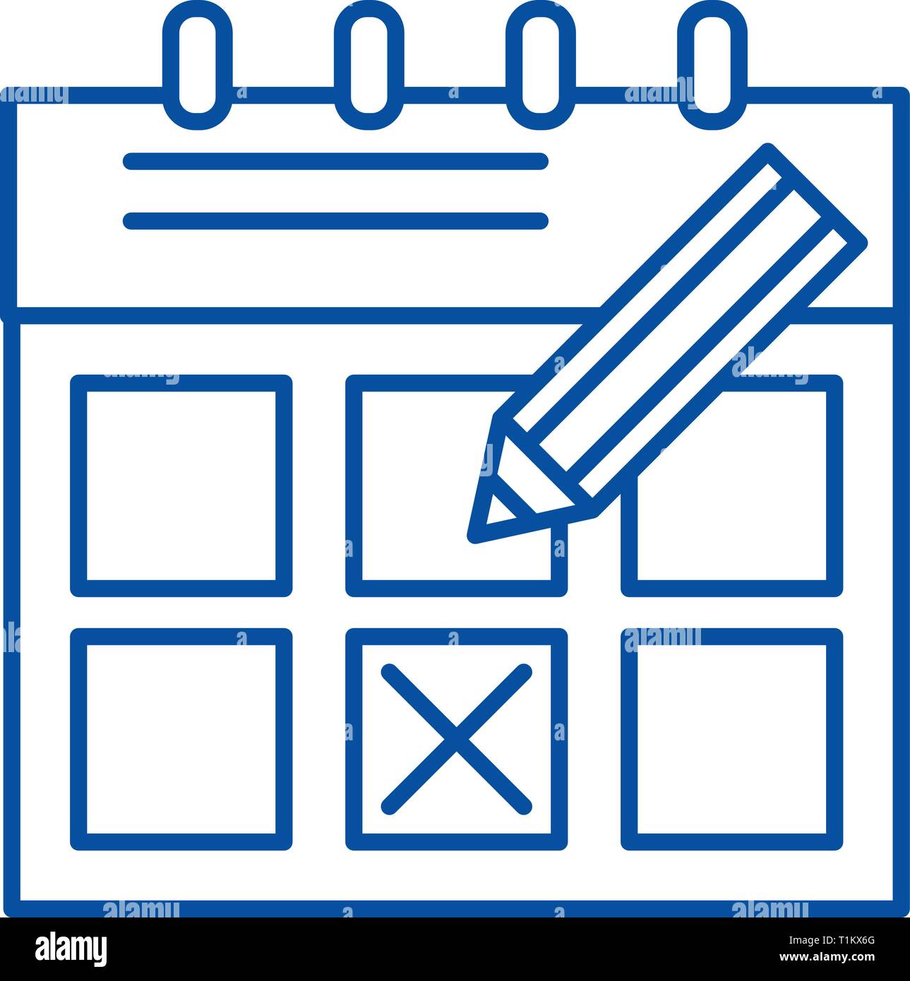 Time planning line icon concept. Time planning flat vector symbol, sign ...