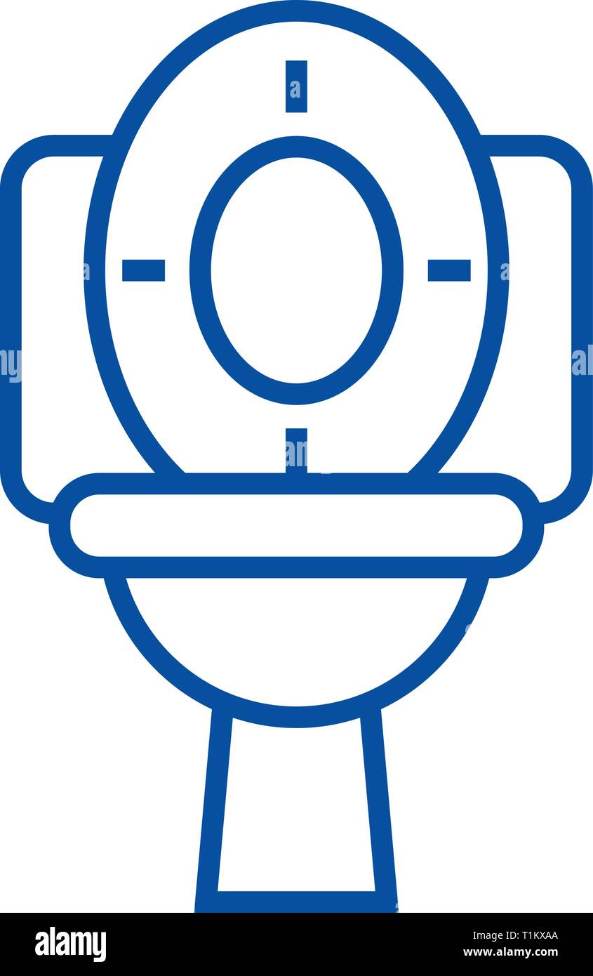 Toilet bowl line icon concept. Toilet bowl flat  vector symbol, sign, outline illustration. Stock Vector