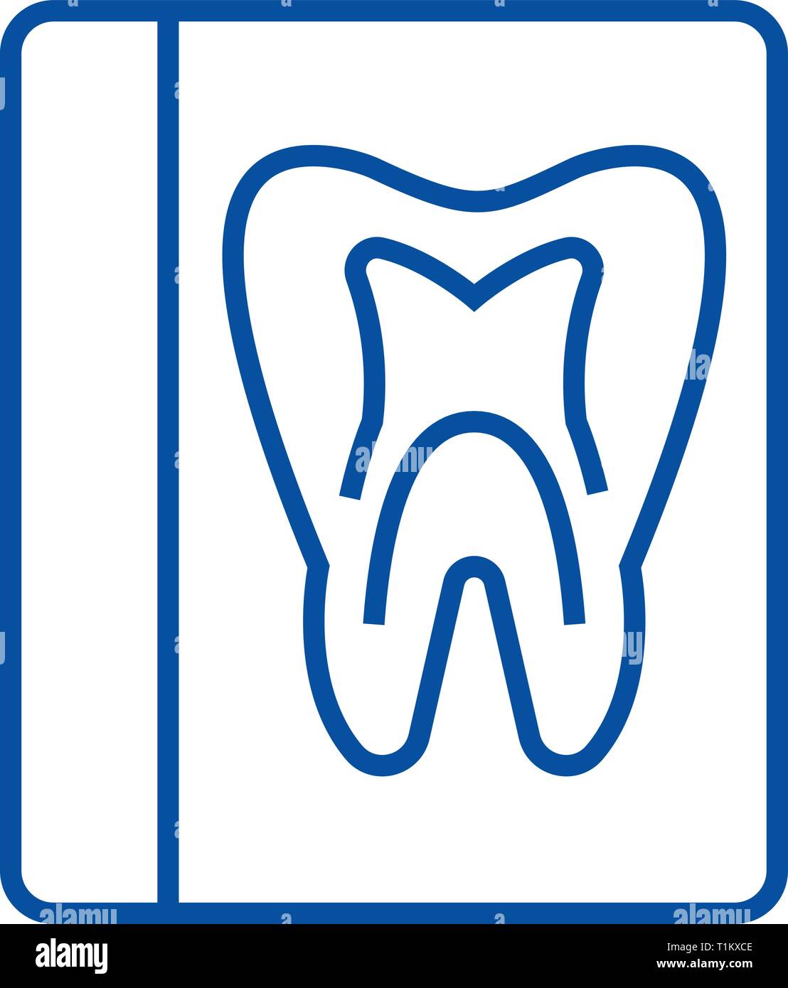 Tooth record,medical dentist report line icon concept. Tooth record ...