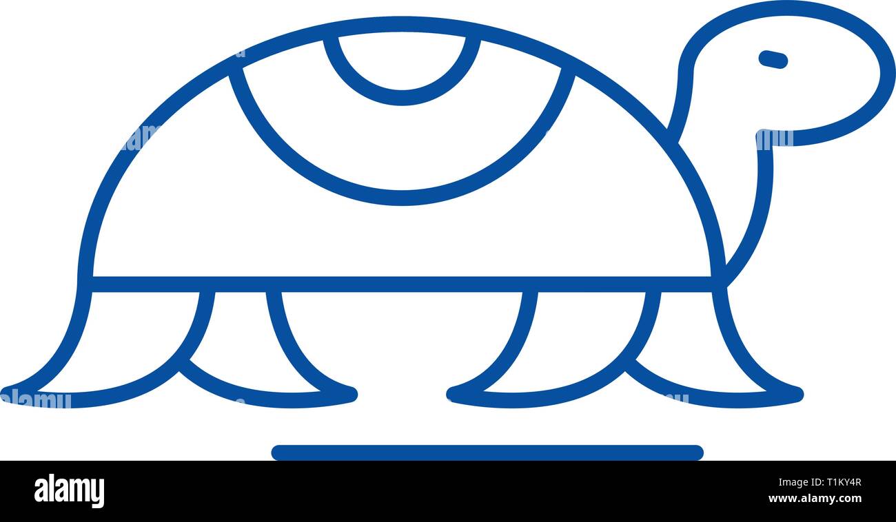 Turtle in motion line icon concept. Turtle in motion flat vector symbol ...
