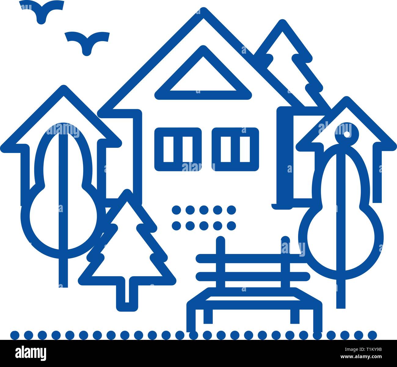 Urban park line icon concept. Urban park flat vector symbol, sign ...