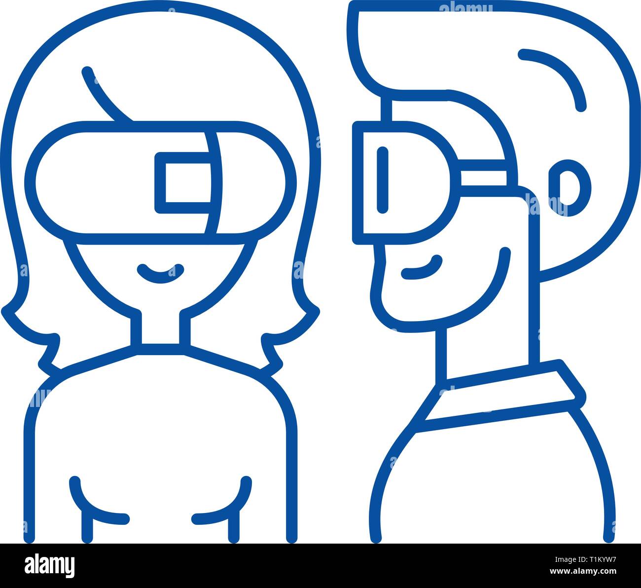 Virtual glasses line icon concept. Virtual glasses flat vector symbol ...