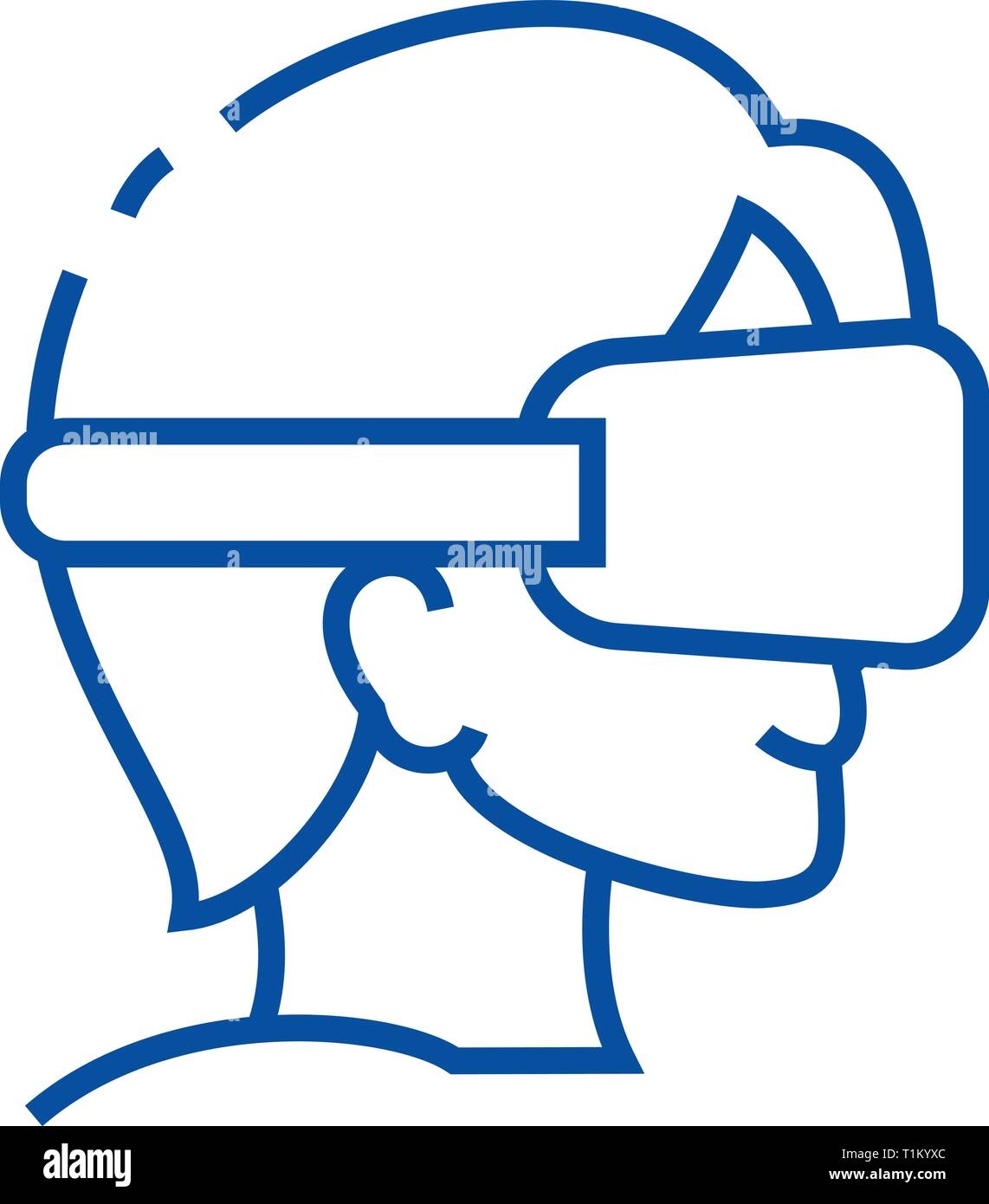Virtual reality, glasses and headset line icon concept. Virtual reality ...