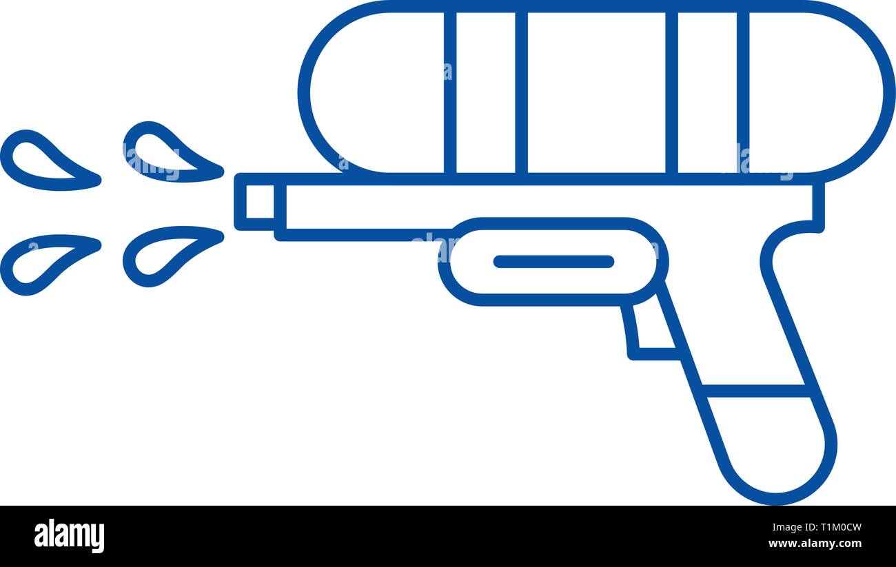 Water gun line icon concept. Water gun flat vector symbol, sign