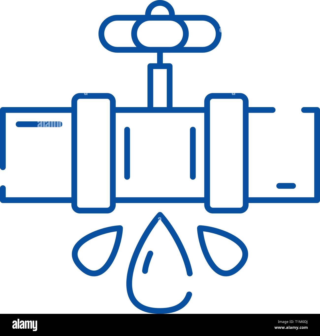 Water pipes line icon concept. Water pipes flat  vector symbol, sign, outline illustration. Stock Vector