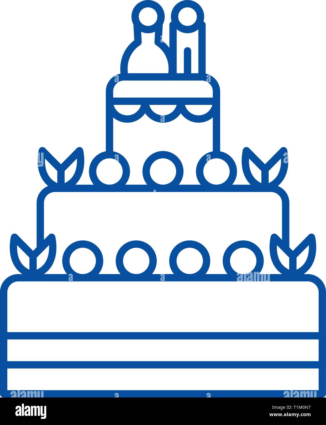 Wedding cake line icon concept. Wedding cake flat vector symbol, sign