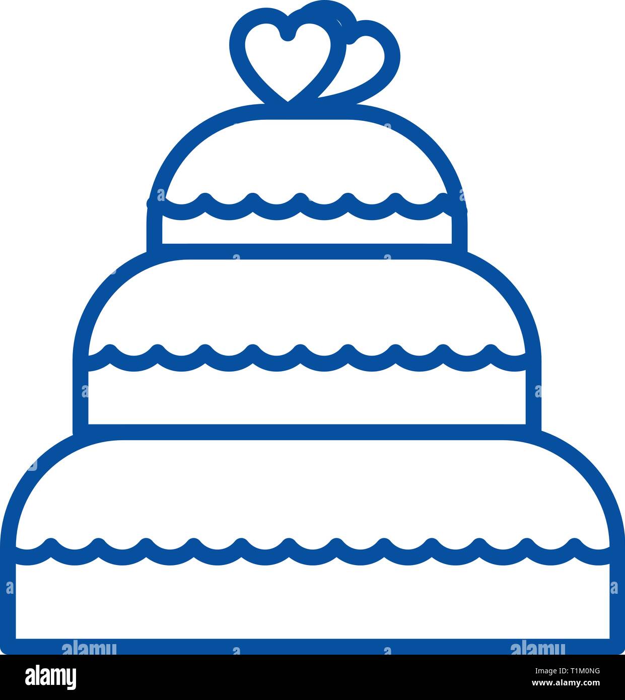 Wedding cake line icon concept. Wedding cake flat vector symbol, sign