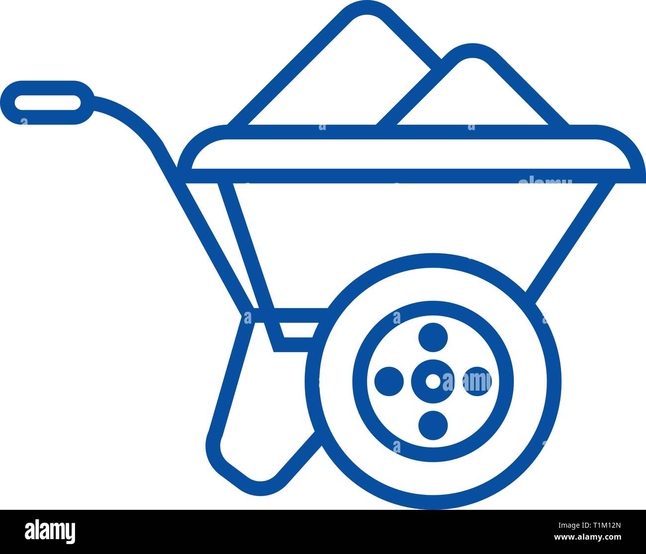 Wheelbarrow line icon concept. Wheelbarrow flat vector symbol, sign