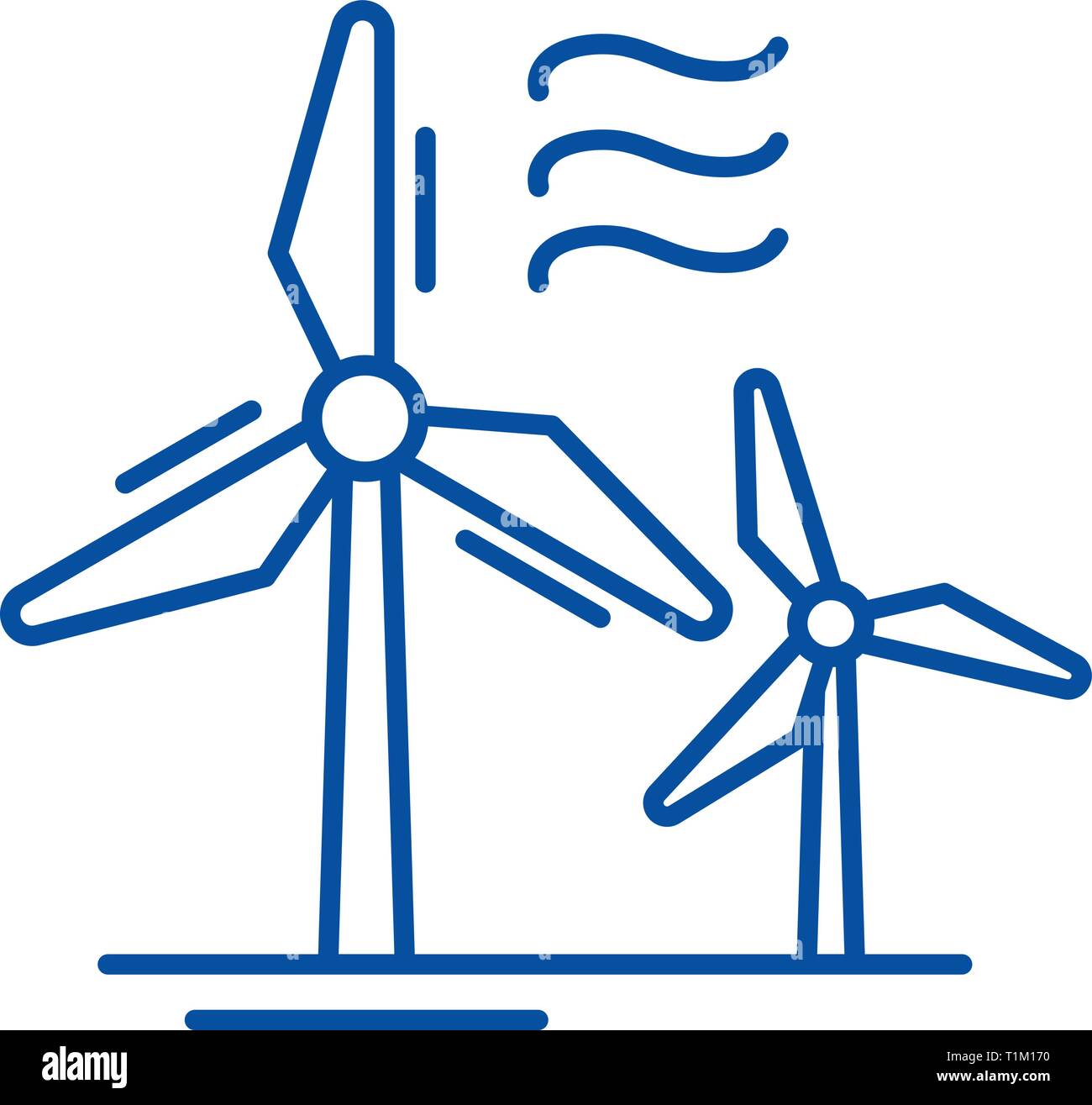 Wind power line icon concept. Wind power flat vector symbol, sign
