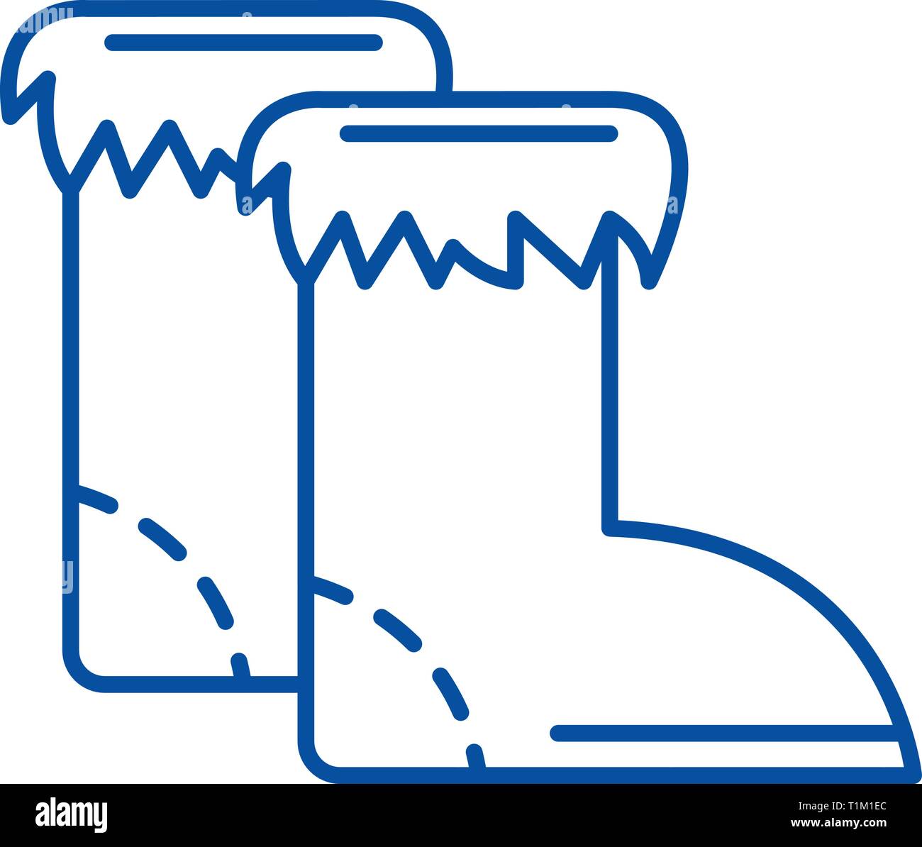 Winter boots line icon concept. Winter boots flat vector