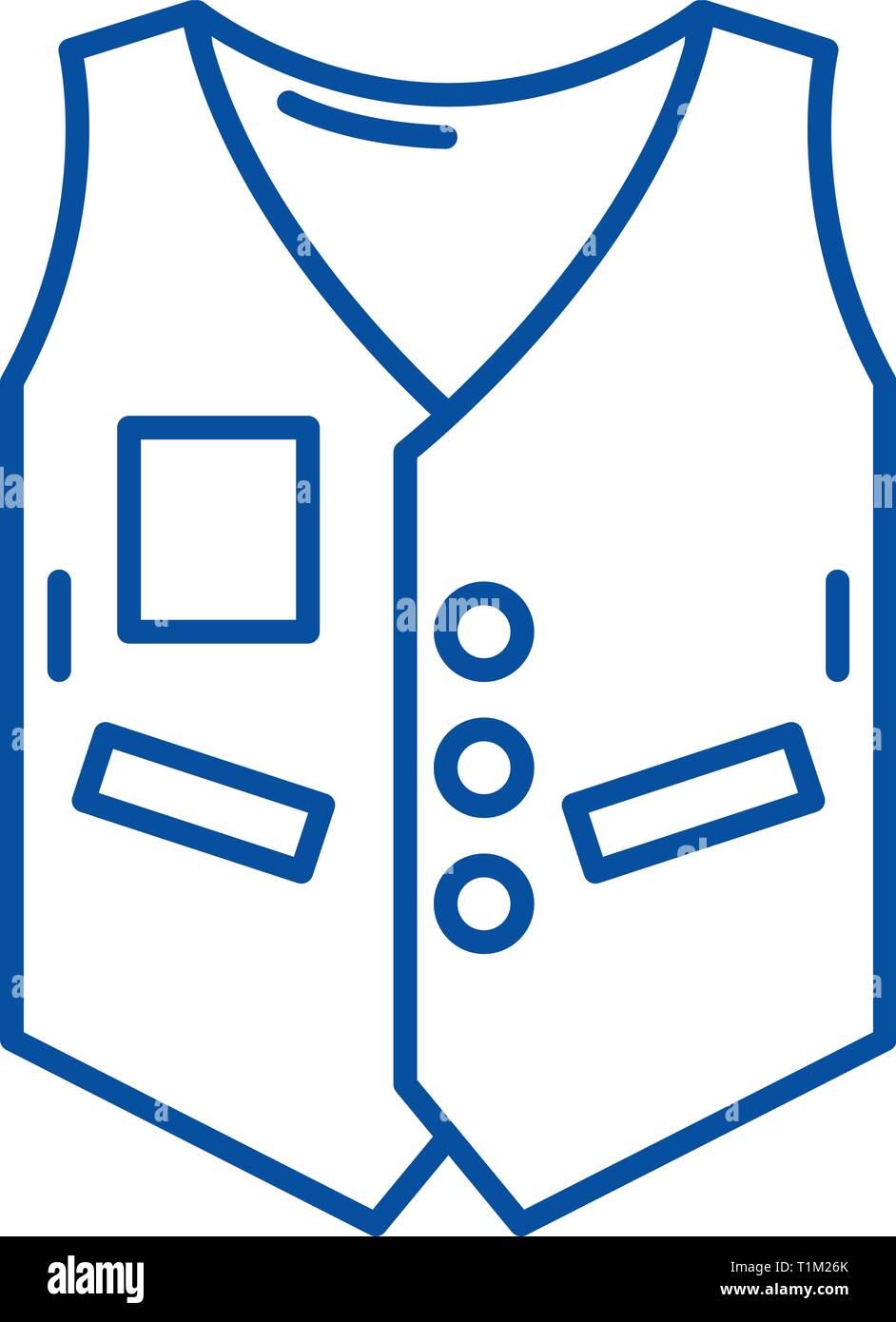 Work vest line icon concept. Work vest flat  vector symbol, sign, outline illustration. Stock Vector
