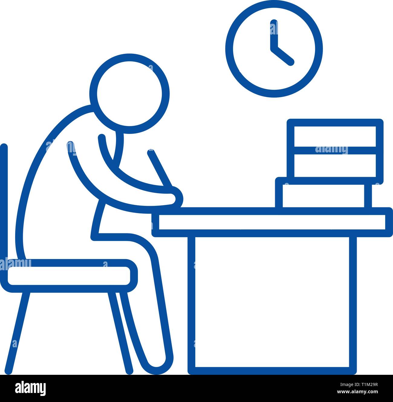 Working day line icon concept. Working day flat vector symbol, sign