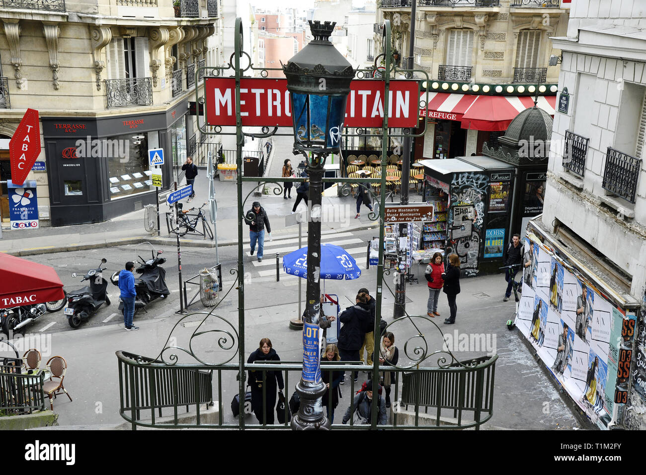 Lamarck Caulaincourt métro station Montmartre Paris France Stock