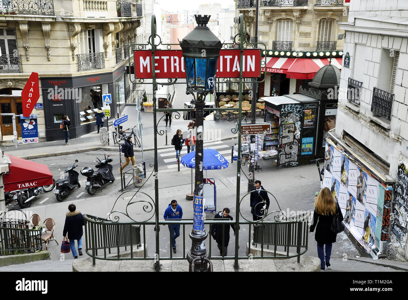 Lamarck Caulaincourt métro station Montmartre Paris France Stock