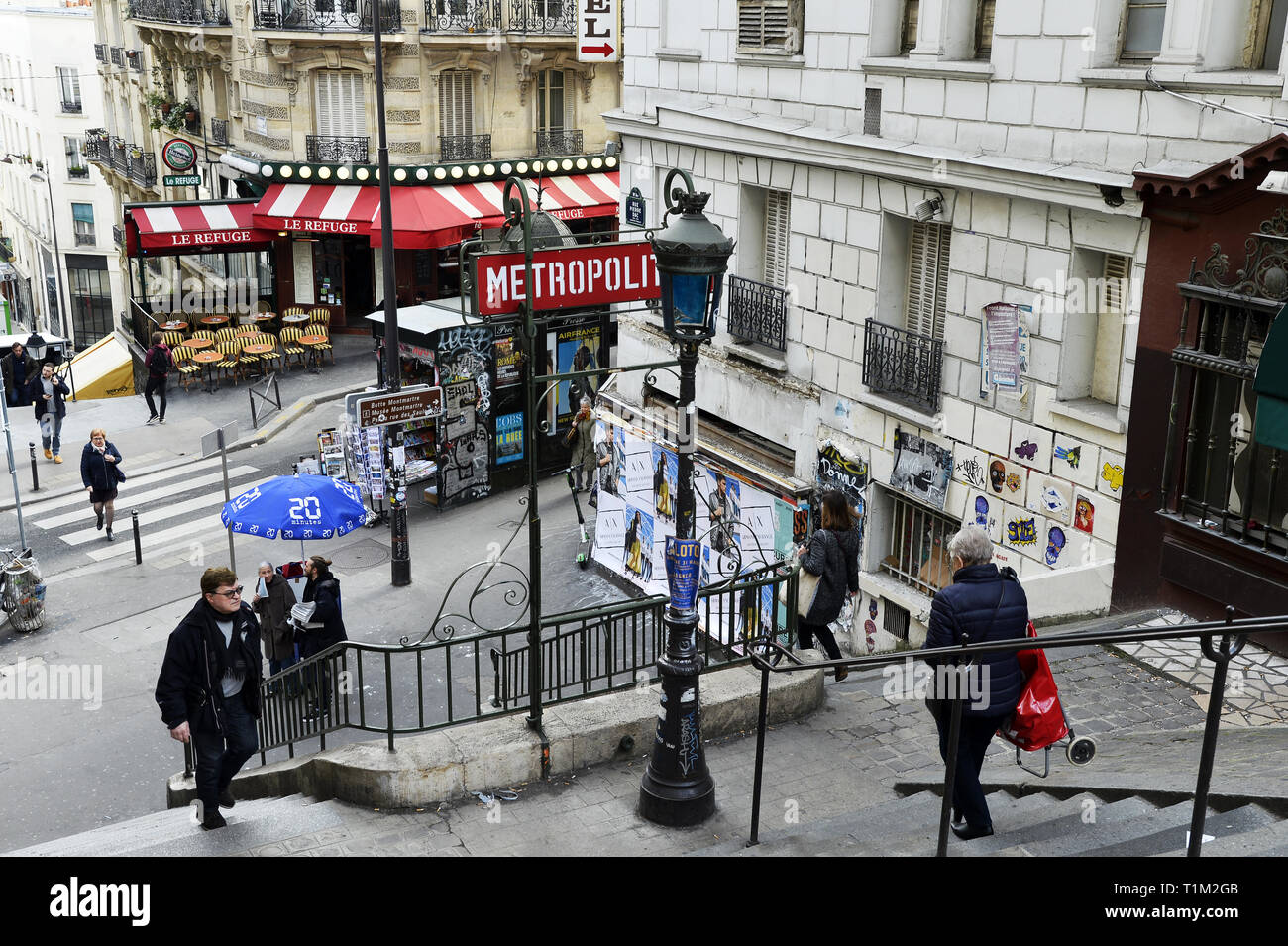 Lamarck Caulaincourt métro station Montmartre Paris France Stock