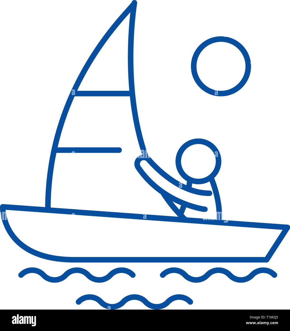 Yachting line icon concept. Yachting flat vector symbol, sign, outline