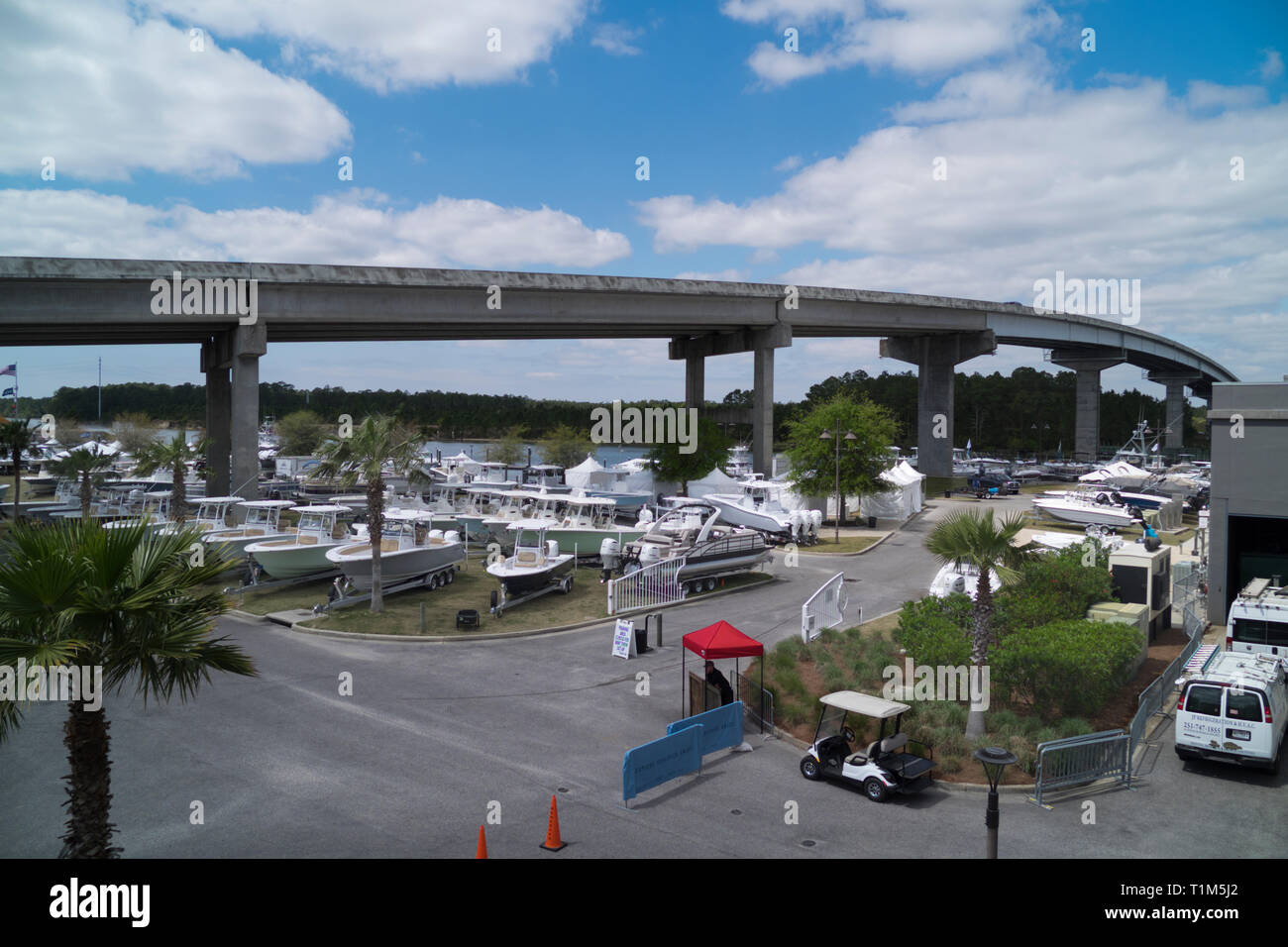 Display of boats at the annual Yacht and Boat Show at The Wharf in