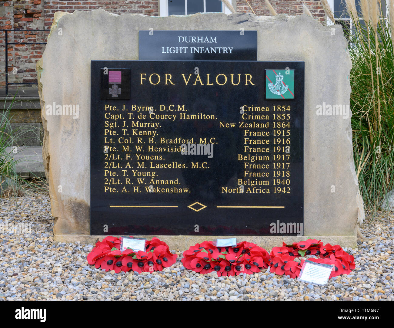 Durham Light Infantry Memorial Stone at Palace Green, Durham, Northumberland, England, UK Stock Photo