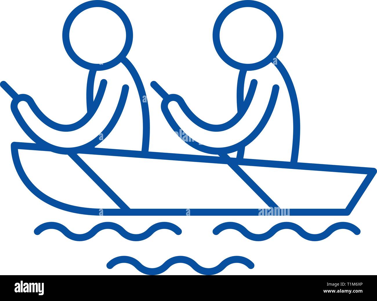 Kayaking line icon concept. Kayaking flat vector symbol, sign, outline