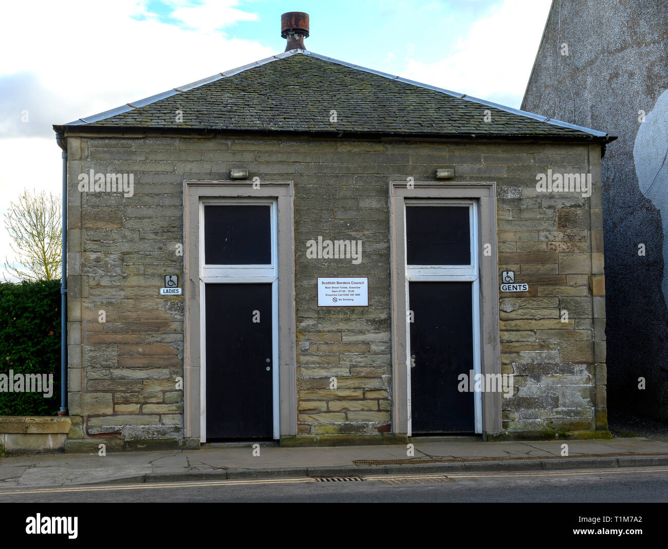 Public toilets at the Scottish Borders town of Coldstream, Scotland, UK Stock Photo