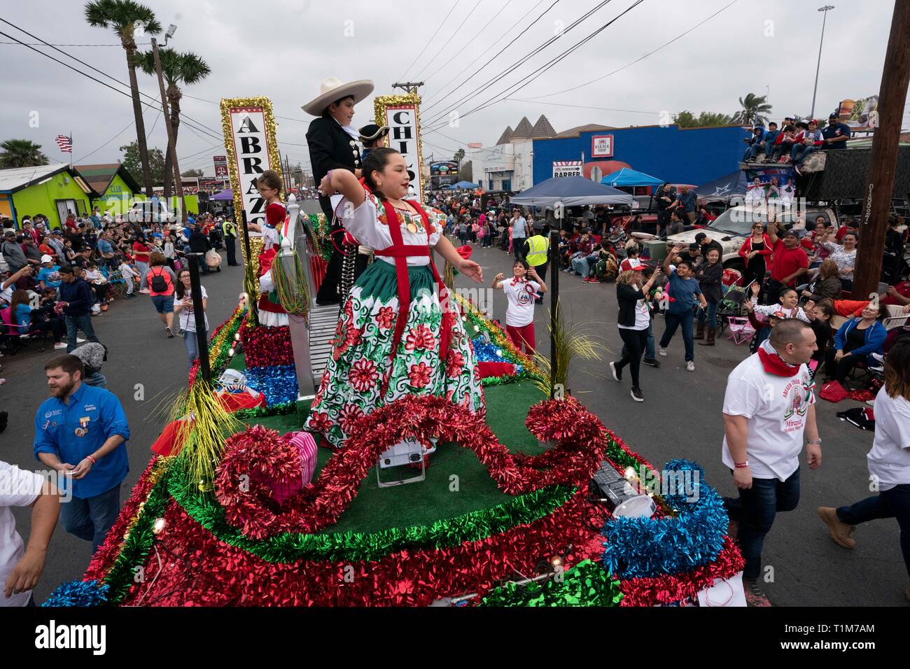 Washingtons birthday celebration parade parade float hires stock