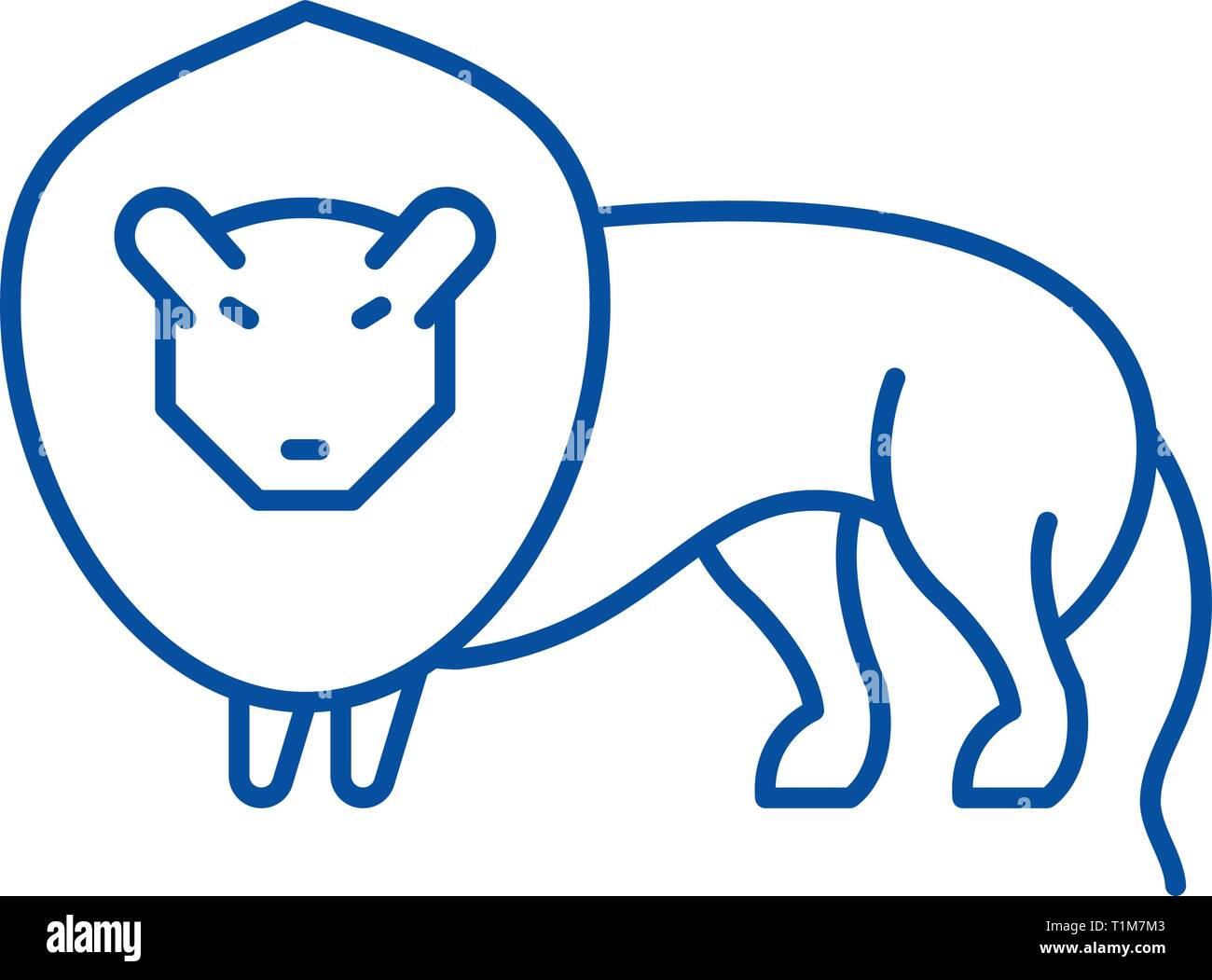 Lion line icon concept. Lion flat  vector symbol, sign, outline illustration. Stock Vector