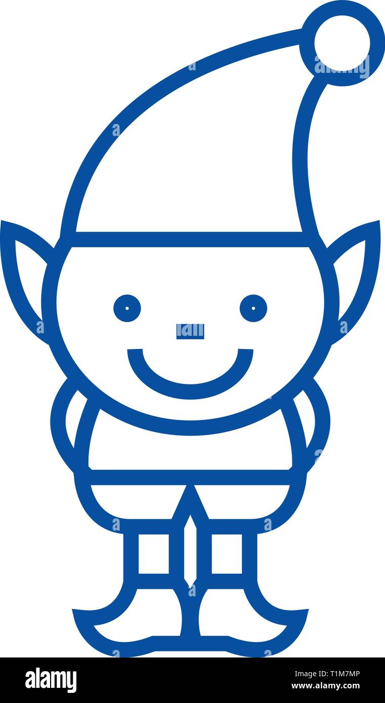 Little elf line icon concept. Little elf flat vector symbol, sign ...