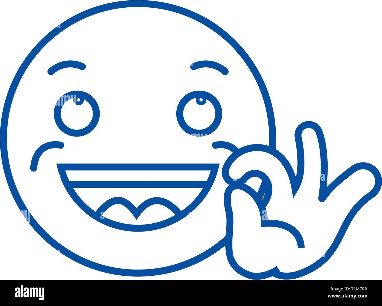 Looking good emoji line icon concept. Looking good emoji flat vector ...