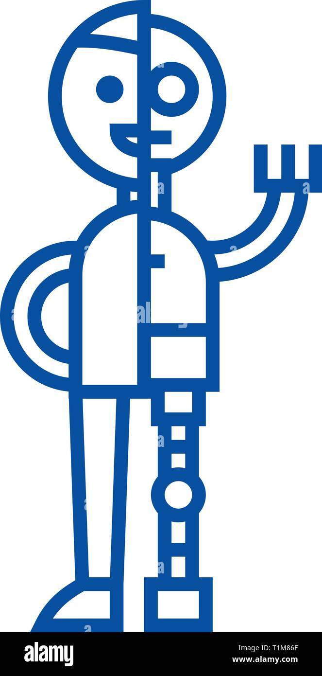 Man Android Robot Line Icon Concept Man Android Robot Flat Vector Symbol Sign Outline Illustration Stock Vector Image Art Alamy