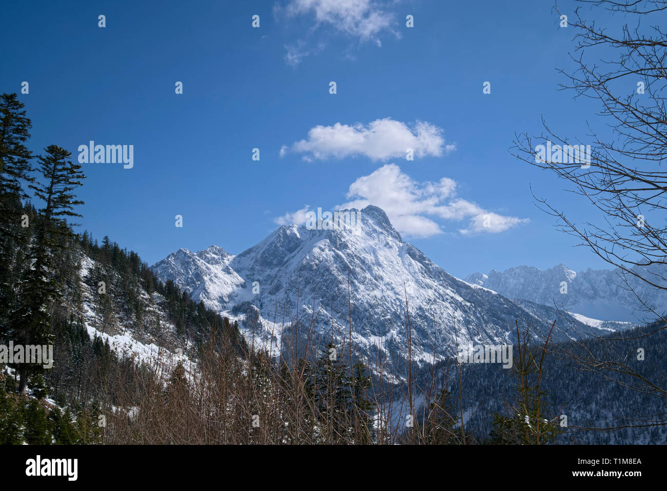 snowy Karwendel mountain range, Tyrol, Austria Stock Photo