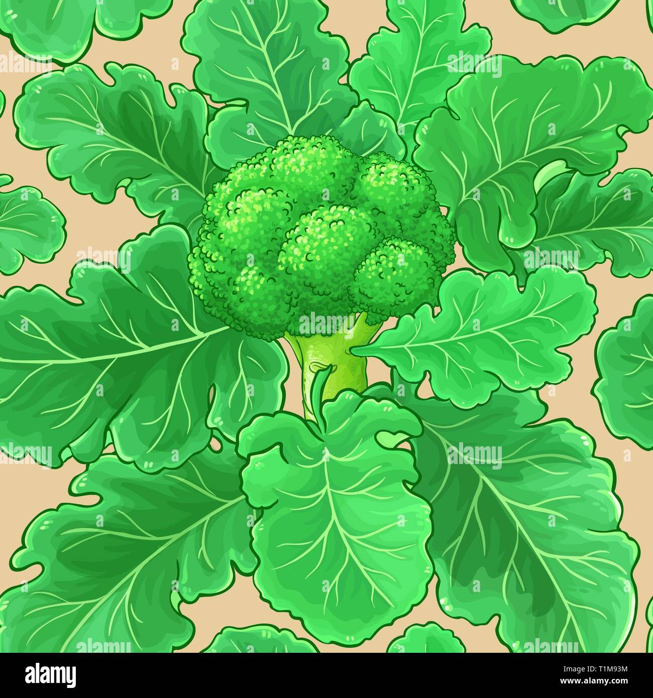 broccoli vector pattern on color background Stock Vector
