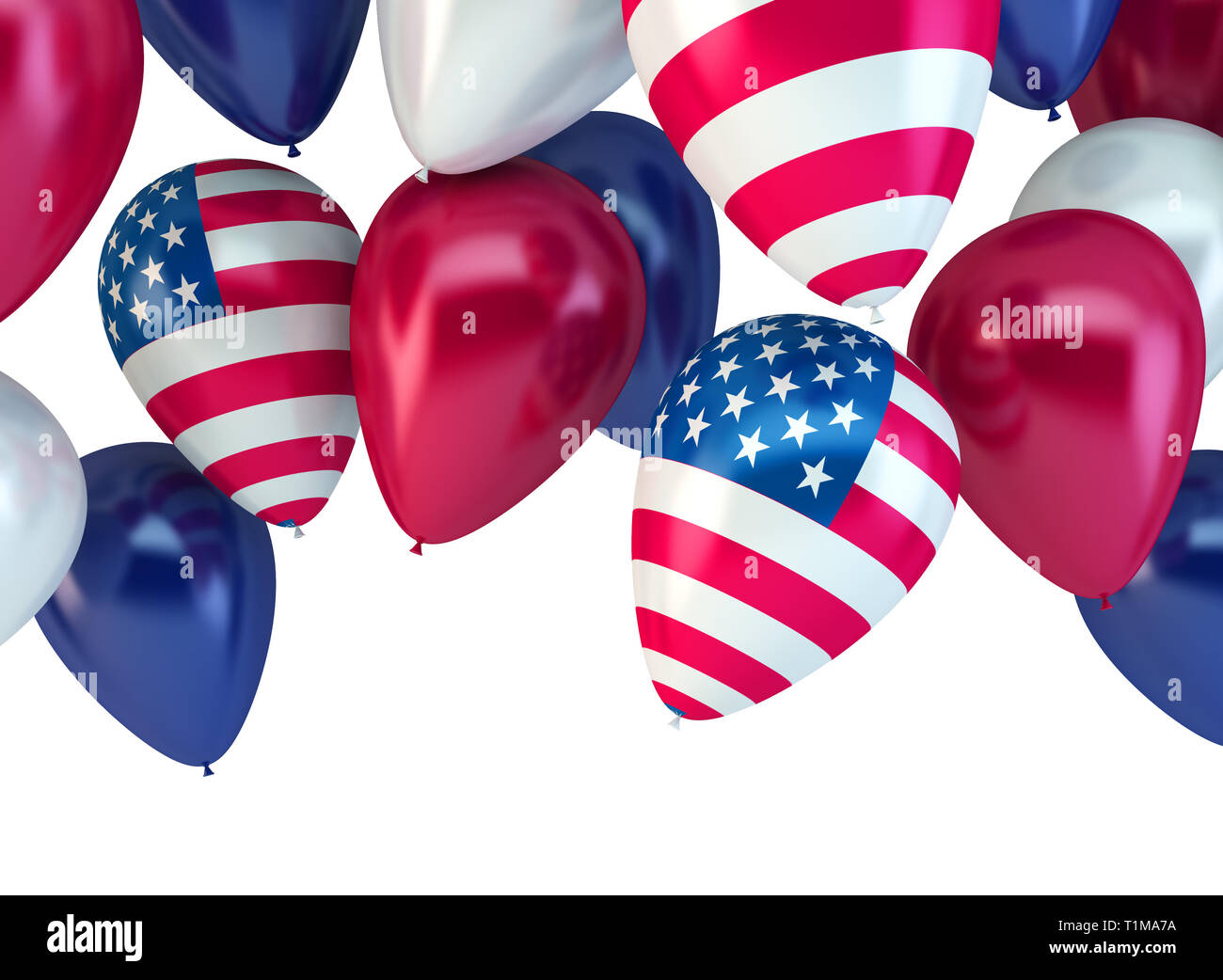balloons background with american flag color 3d rendering Stock Photo