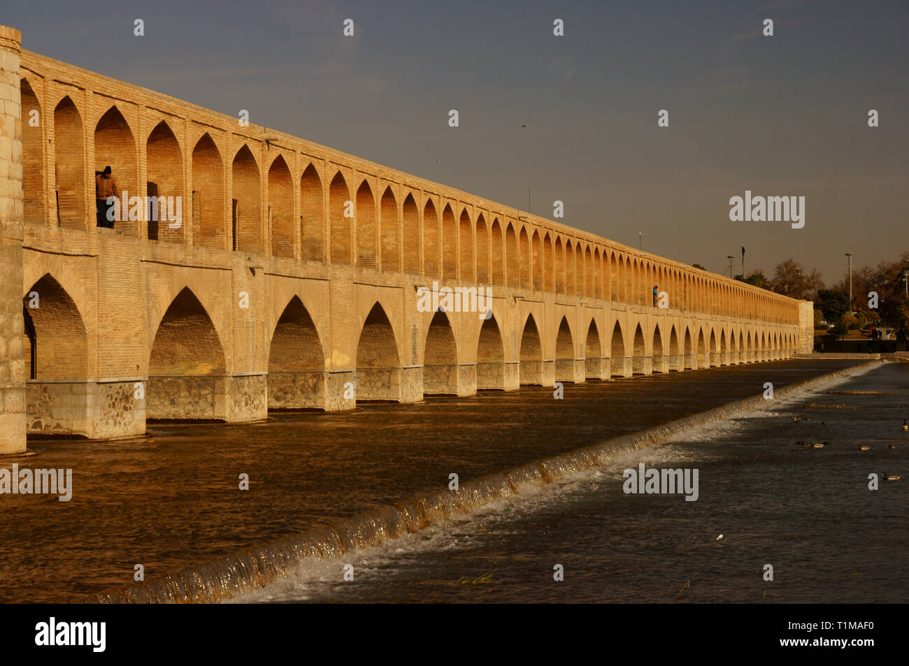Arch of Allahverdi Khan Bridge, Si-o-seh pol, Bridge of thirty-three spans. Isfahan. Iran. Stock Photo