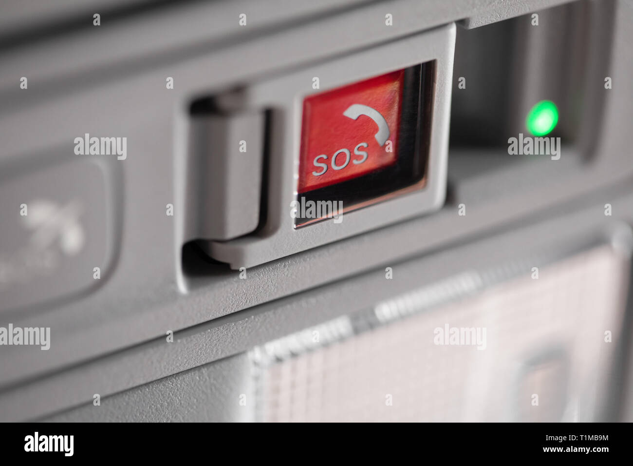 Emergency sos button which is used for help after car accident Stock Photo