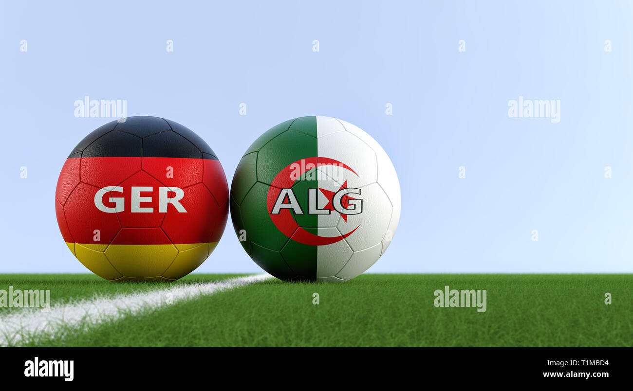 Germany vs. Algeria Soccer Match Soccer balls in Germanys and