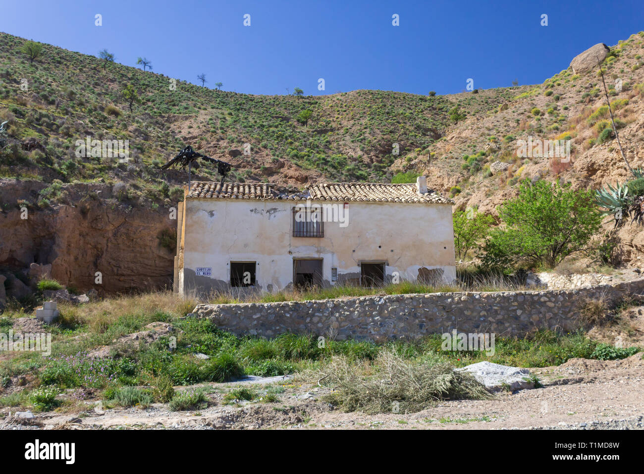Abandoned Spanish Houses and Ruins in Spain Stock Photo