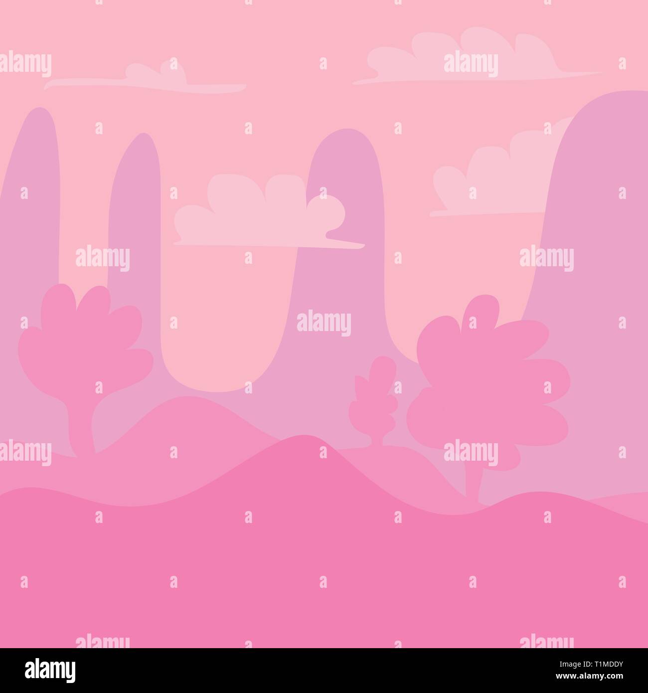 Pink Mountains Stock Vector Images Alamy