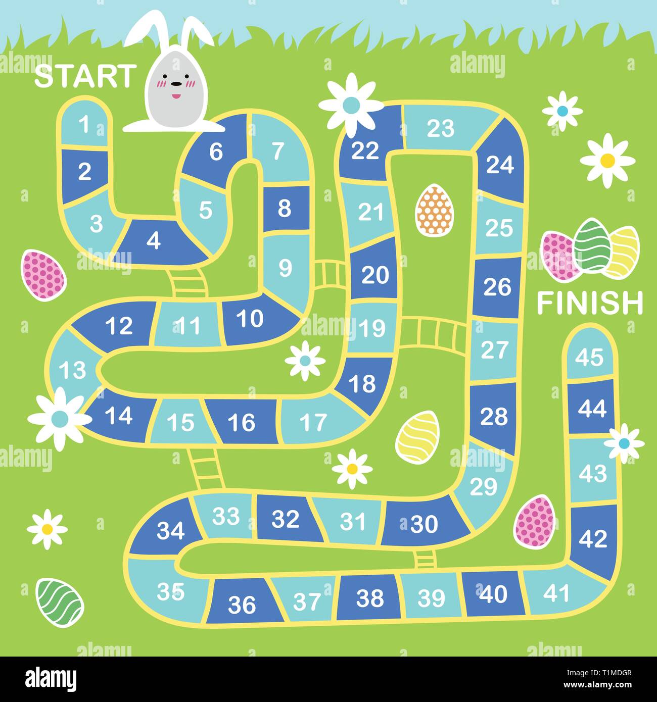 Vector Cartoon Style Illustration Of Kids Easter Board Game With Holiday Symbols Template For Print Stock Vector Image Art Alamy