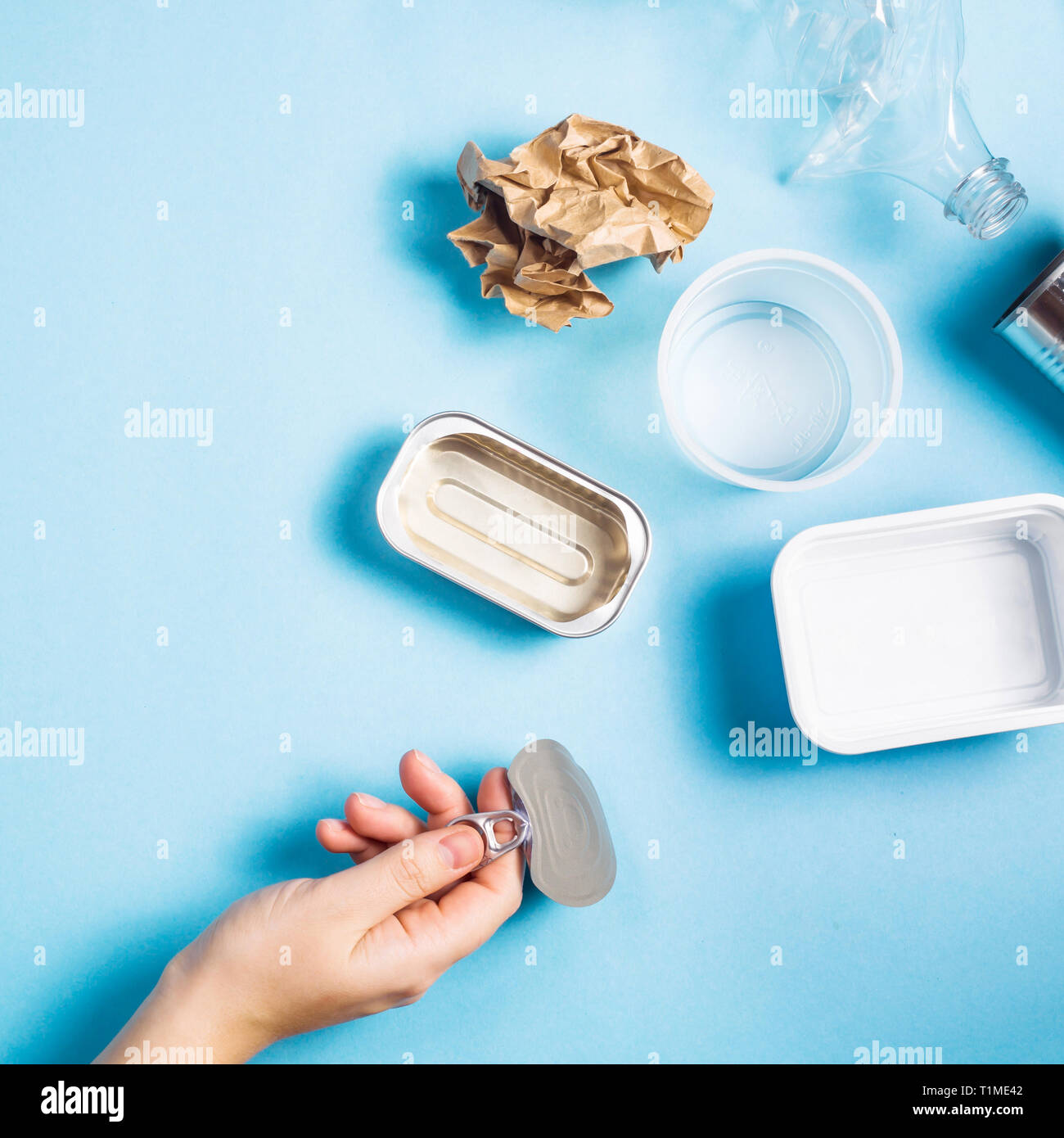 Household waste sorting for recycling. Environmental conservation ...